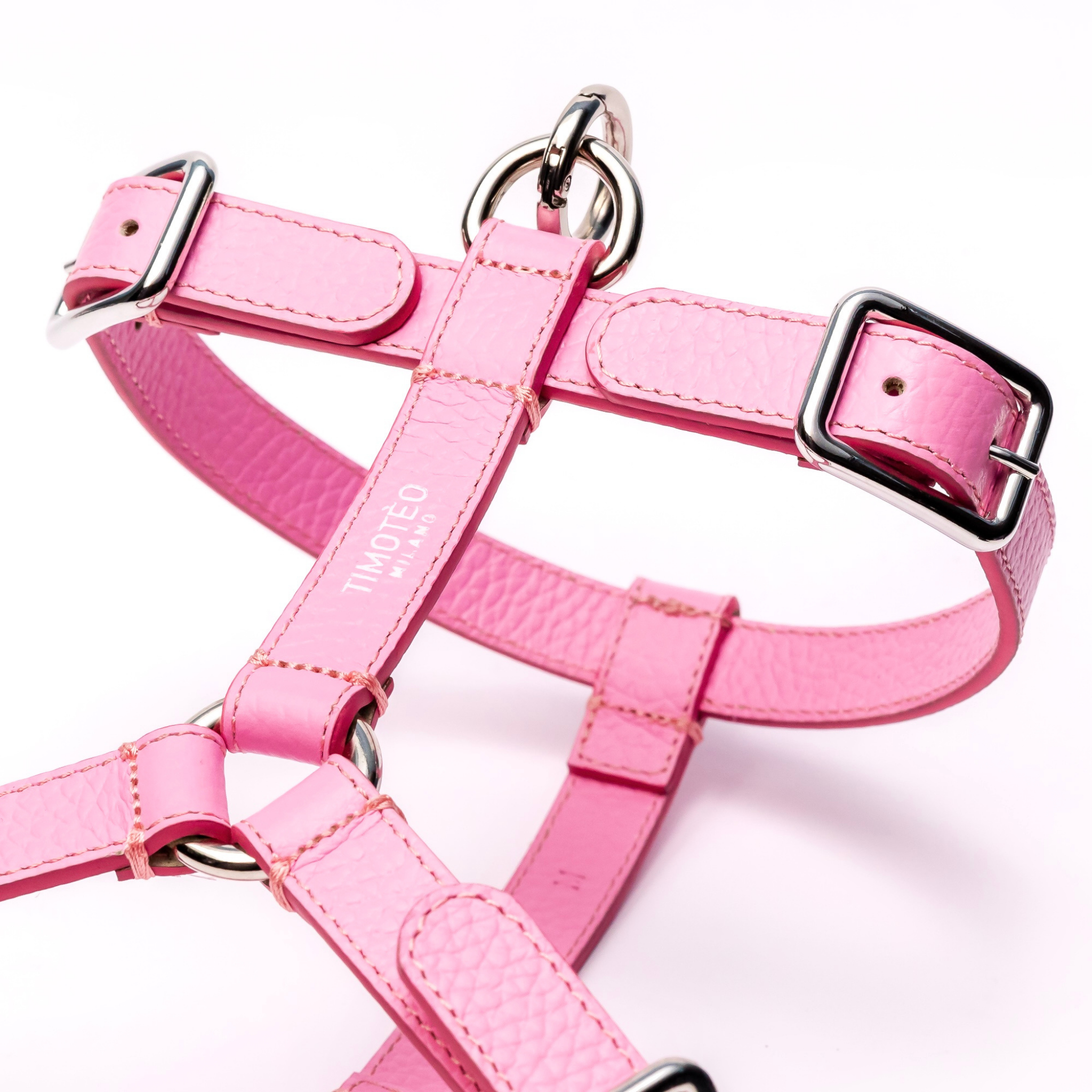 Pink leather H-harness Timotèo Milano - Main Image