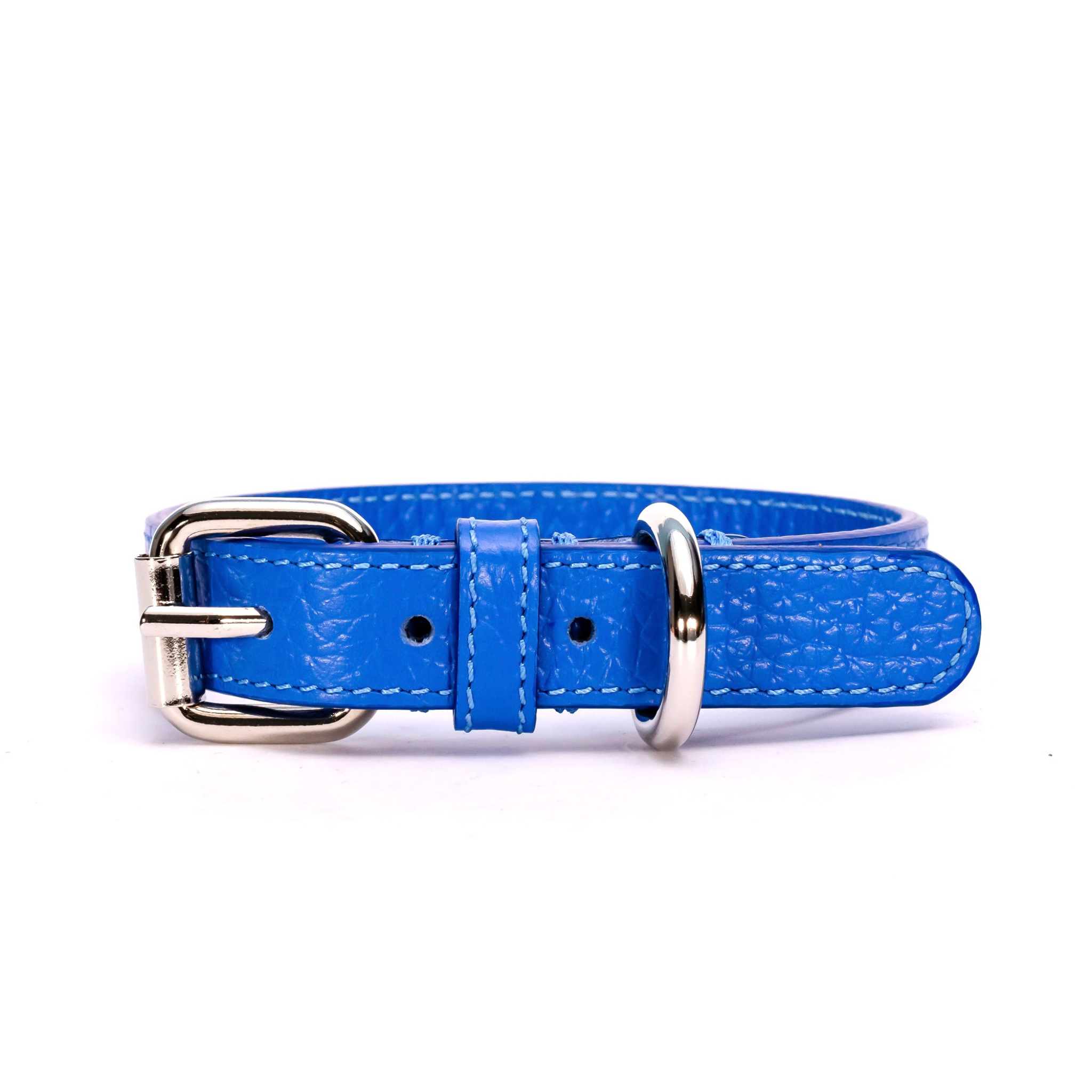 Blue leather dog collar Timotèo Milano - Main Image